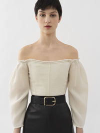 Top corset épaules nues en laine - Iconic Milk