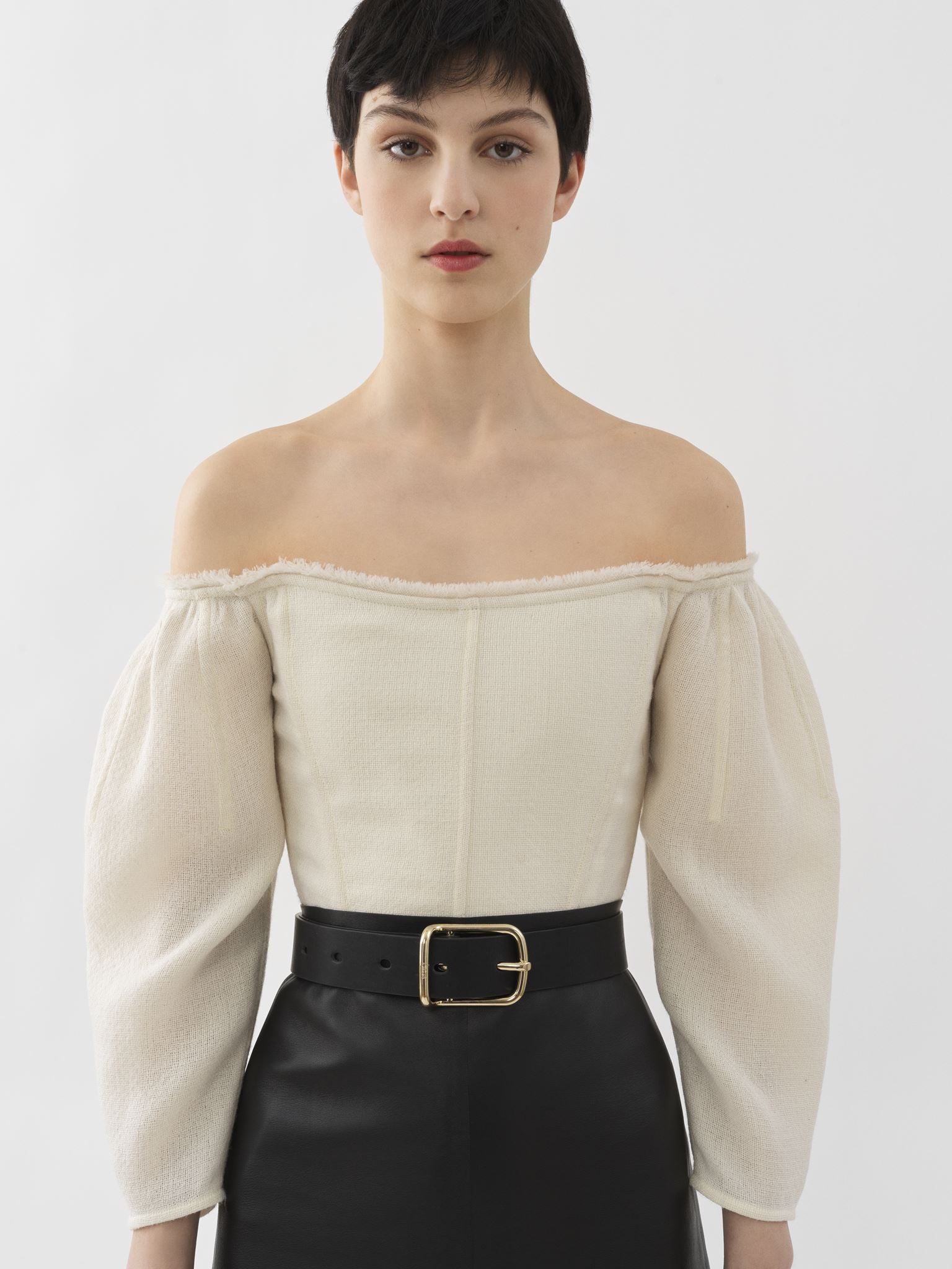 Top corset épaules nues en laine - Iconic Milk