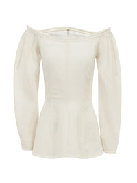 Top corset épaules nues en laine - Iconic Milk