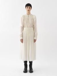 Blouse smockée en laine - Beige Perle de Graine