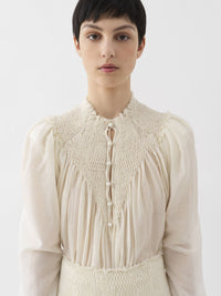 Blouse smockée en laine - Beige Perle de Graine