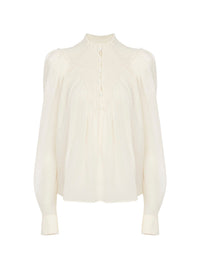 Blouse smockée en laine - Beige Perle de Graine