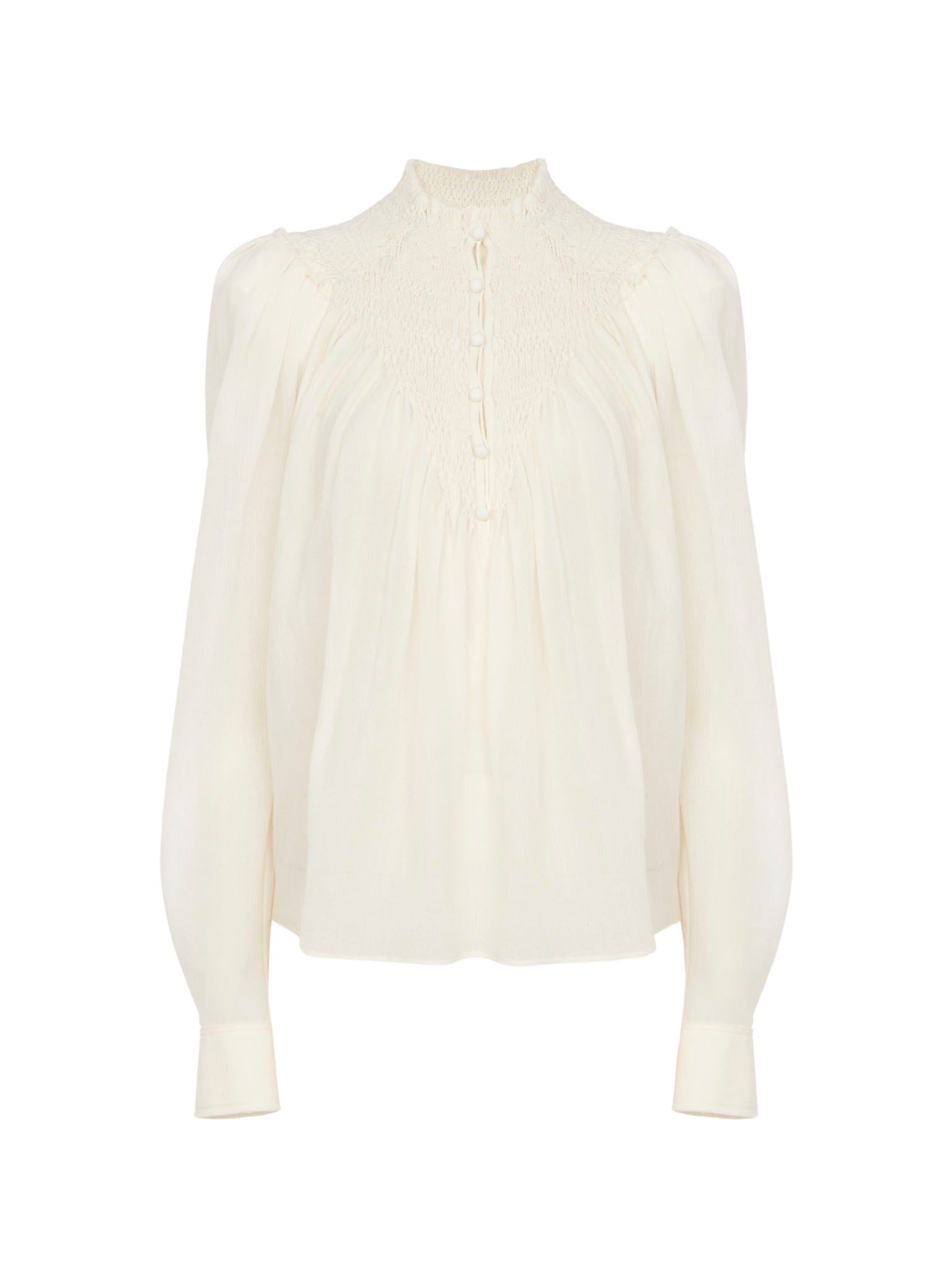 Blouse smockée en laine - Beige Perle de Graine