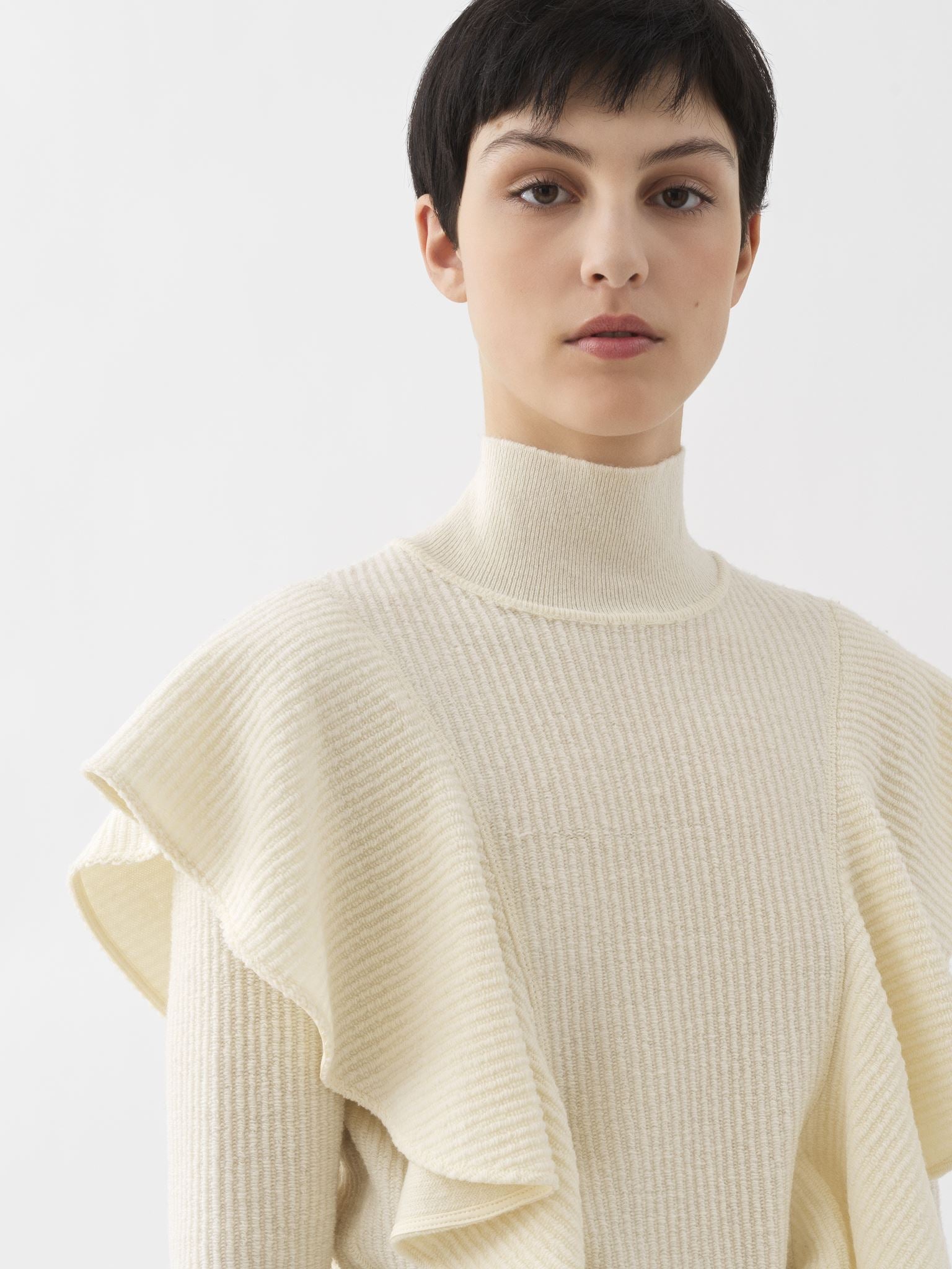 Top col montant en laine - Eden White