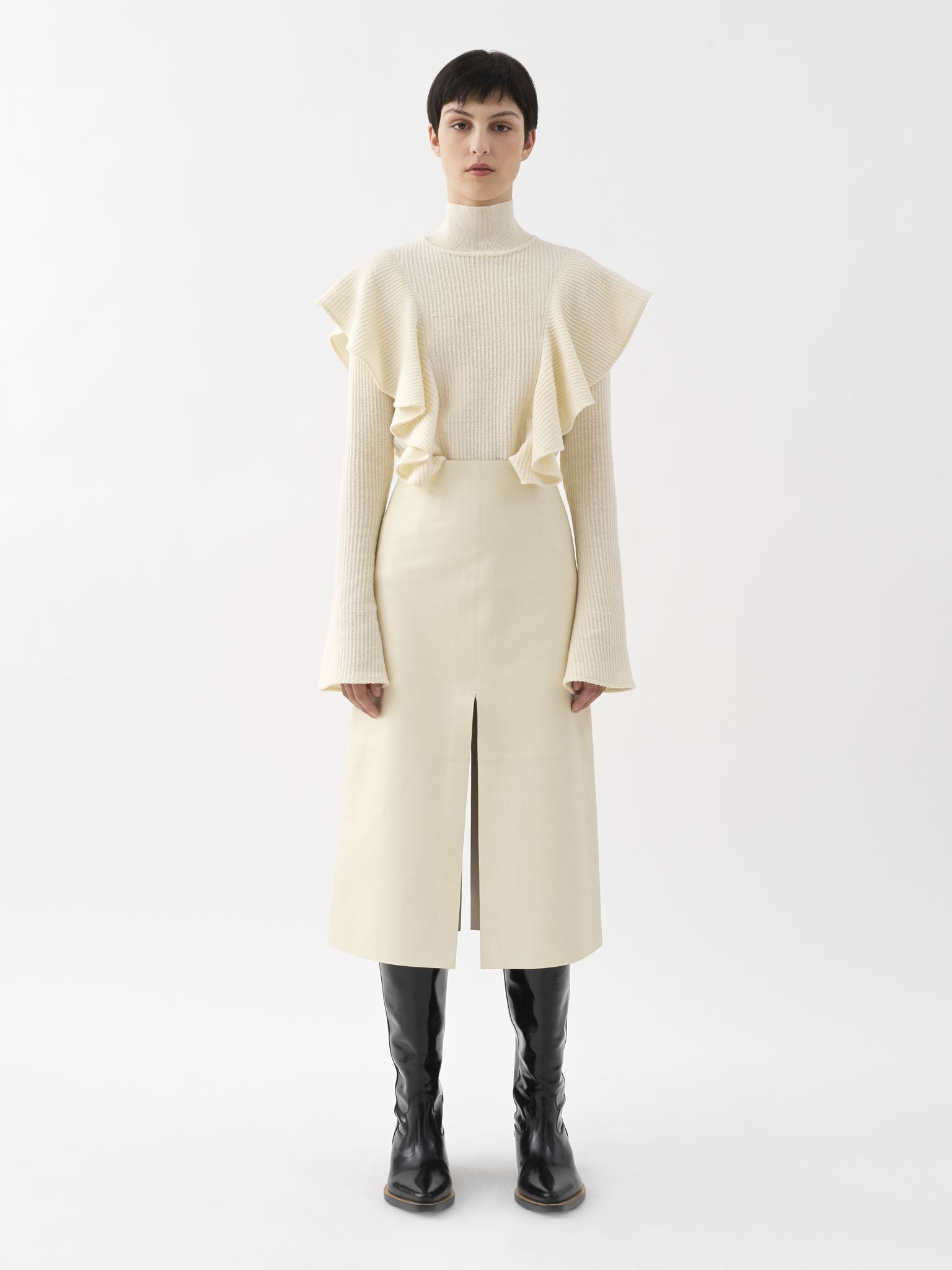 Top col montant en laine - Eden White