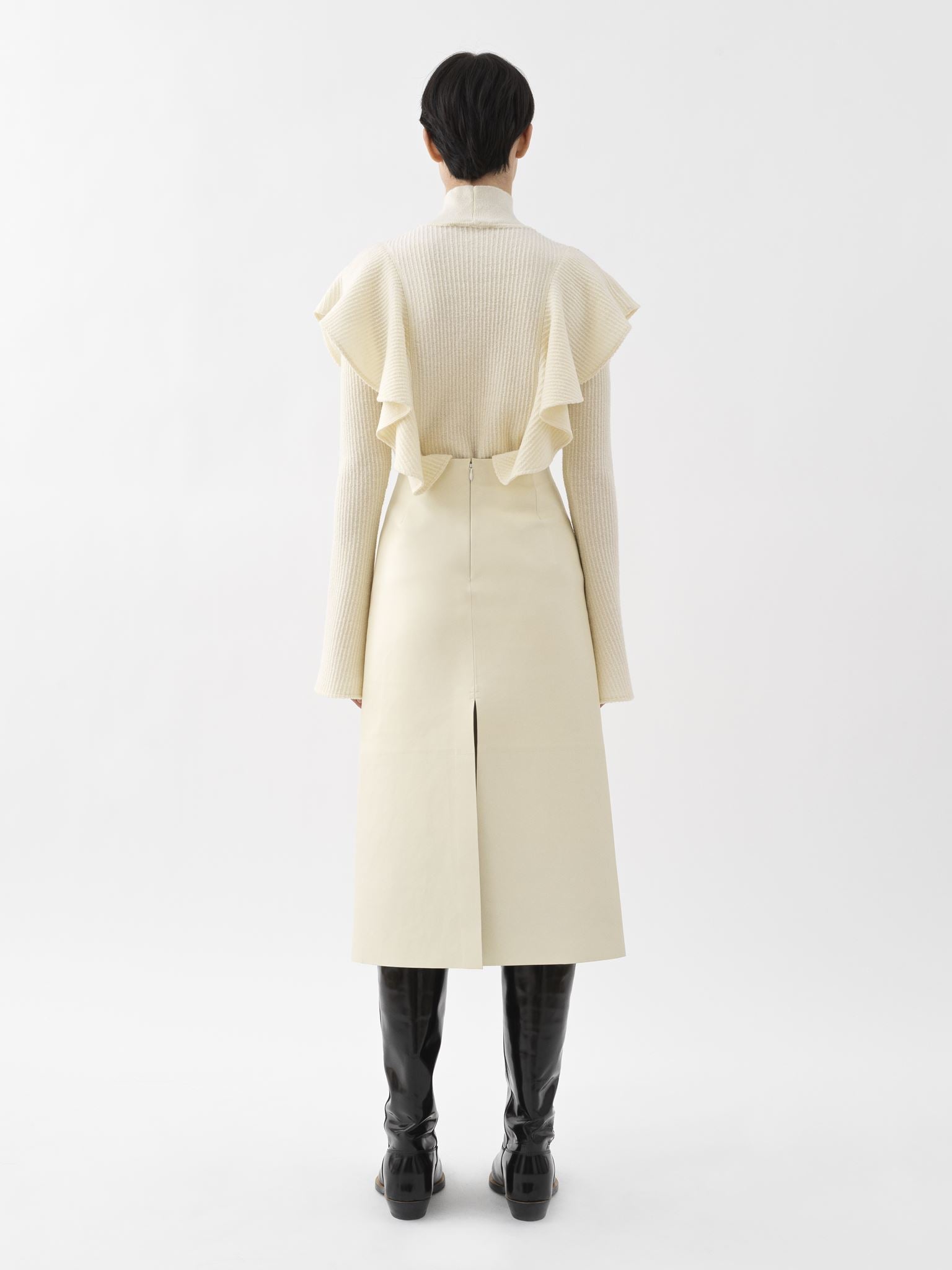 Top col montant en laine - Eden White