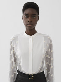 Chemise à plastron en soie - Iconic Milk