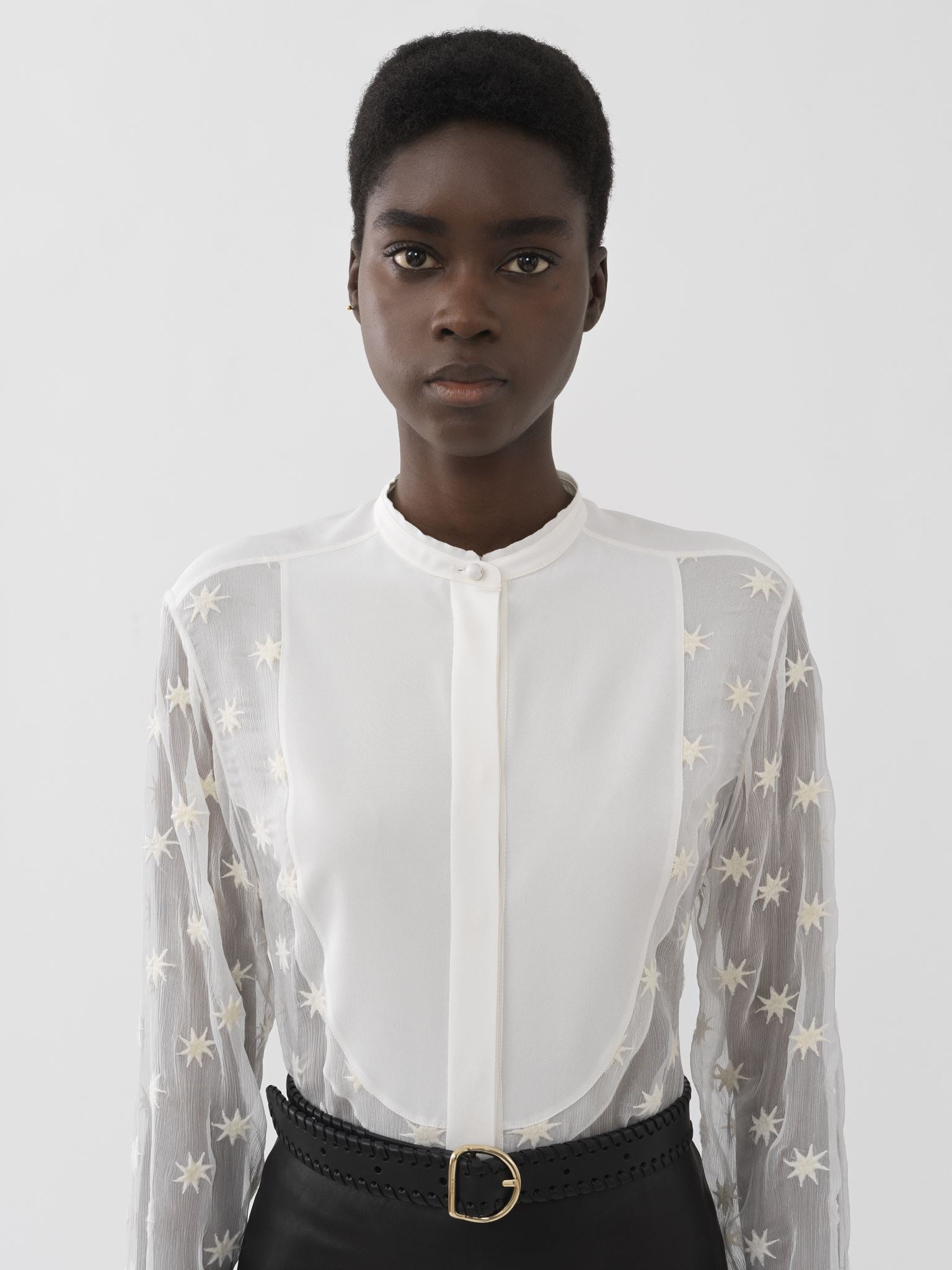 Chemise à plastron en soie - Iconic Milk