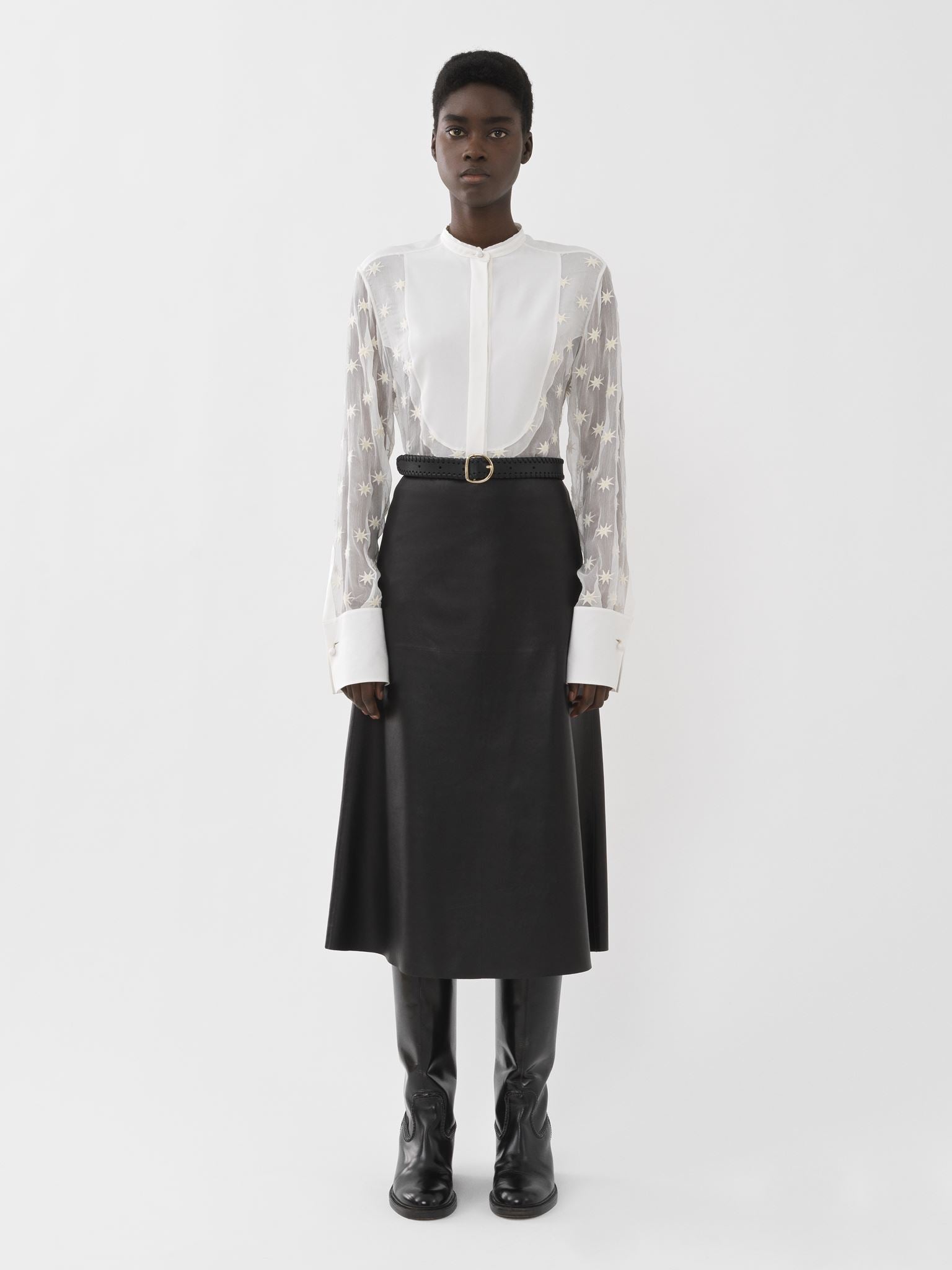 Chemise à plastron en soie - Iconic Milk