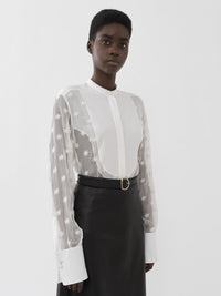 Chemise à plastron en soie - Iconic Milk