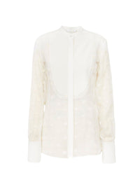 Chemise à plastron en soie - Iconic Milk