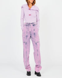 Pull façon polo col V - Mauve