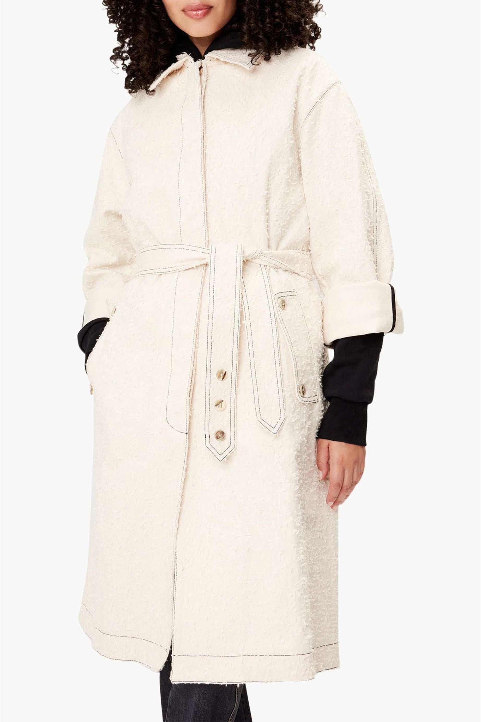 Manteau ceinturé à la taille - Écru