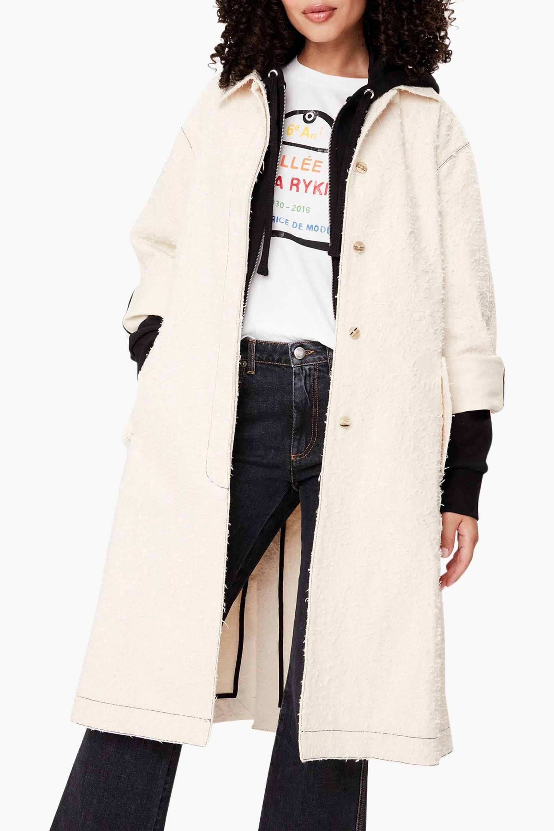 Manteau ceinturé à la taille - Écru