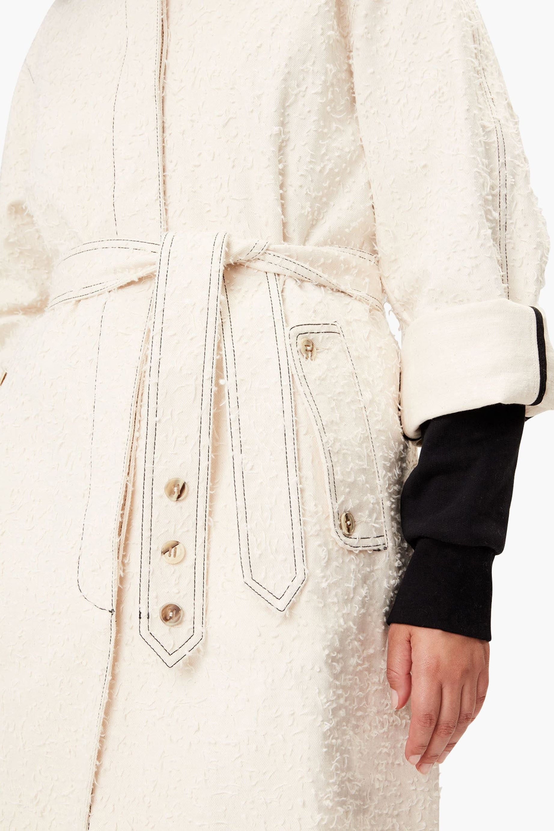 Manteau ceinturé à la taille - Écru