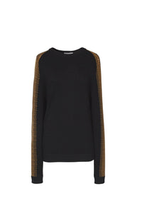 Pull col rond à manches longues en laine - Jaune