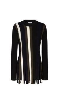 Pull manches longues à franges en laine - Multicolor