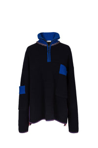 Pull camionneur à manches longues en laine - Bleu Nuit