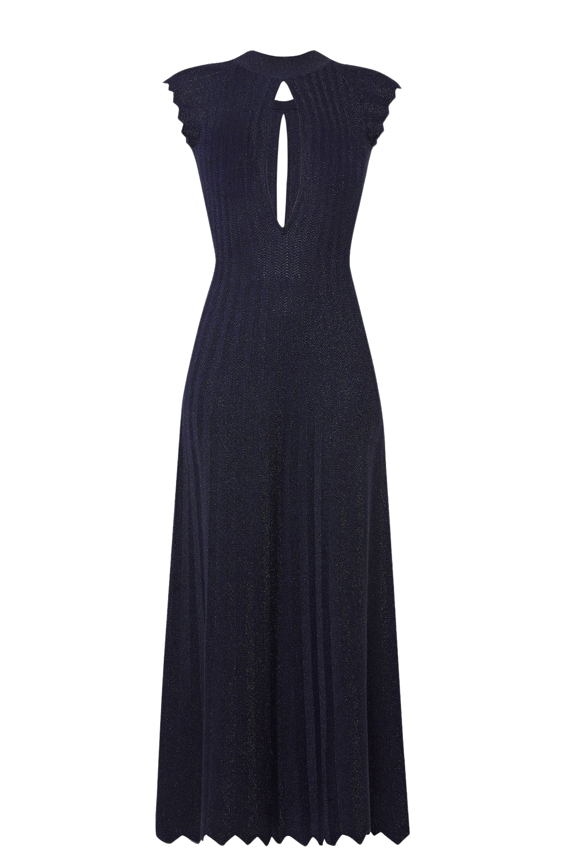 Robe longue dos nu en laine - Bleu