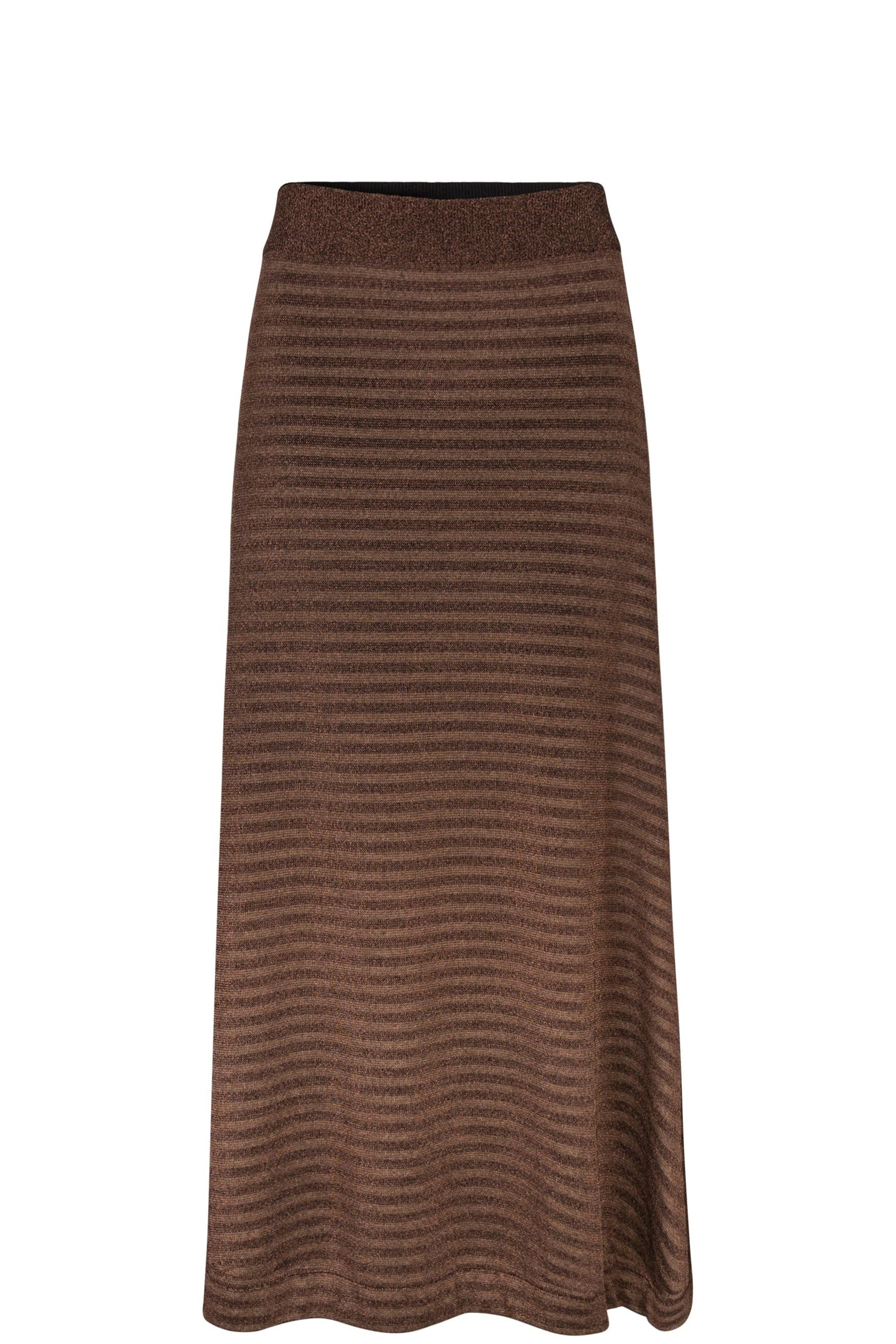 Jupe rayée en laine - Marron