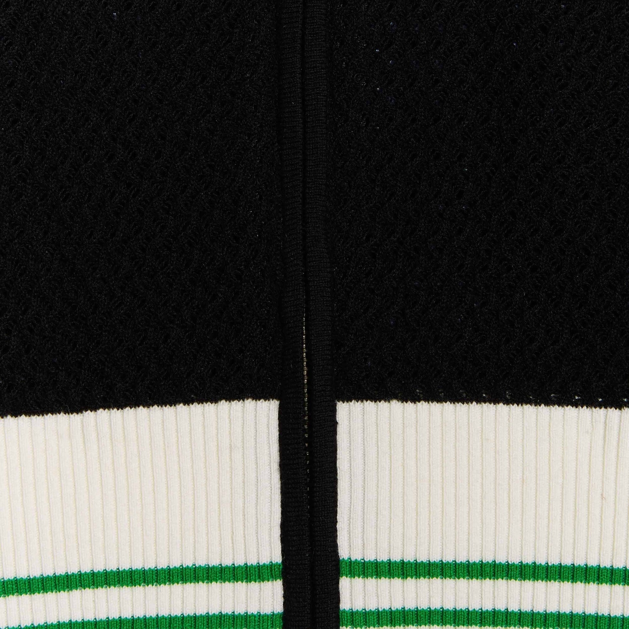 Cardigan ajouré à bande bicolore - Black