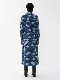 Jupe trapèze en patchwork de denim - Denim Blue