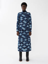 Jupe trapèze en patchwork de denim - Denim Blue