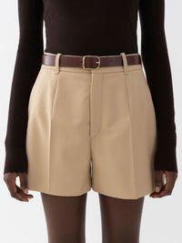 Short évasé en laine - Barley Brown