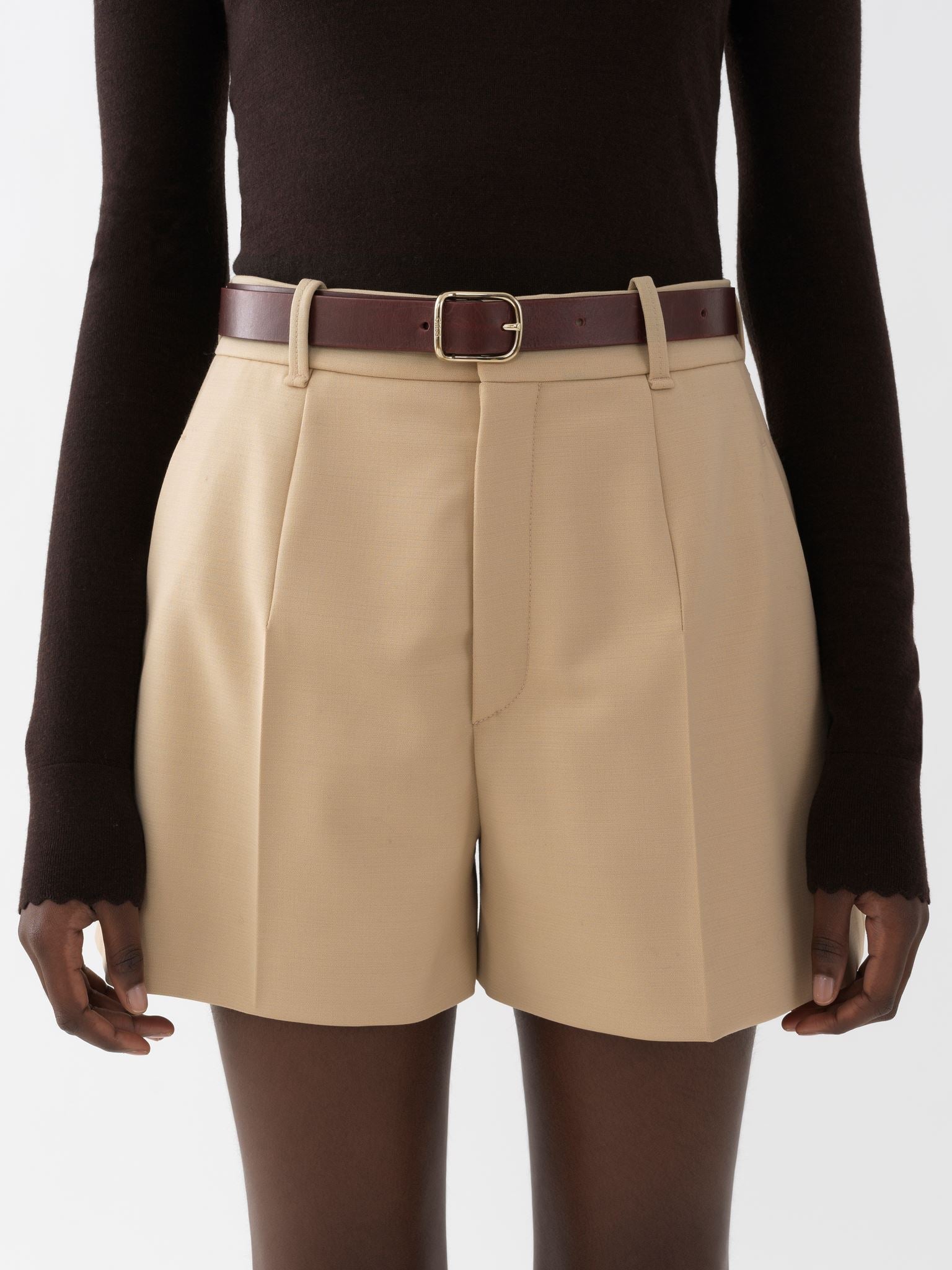 Short évasé en laine - Barley Brown