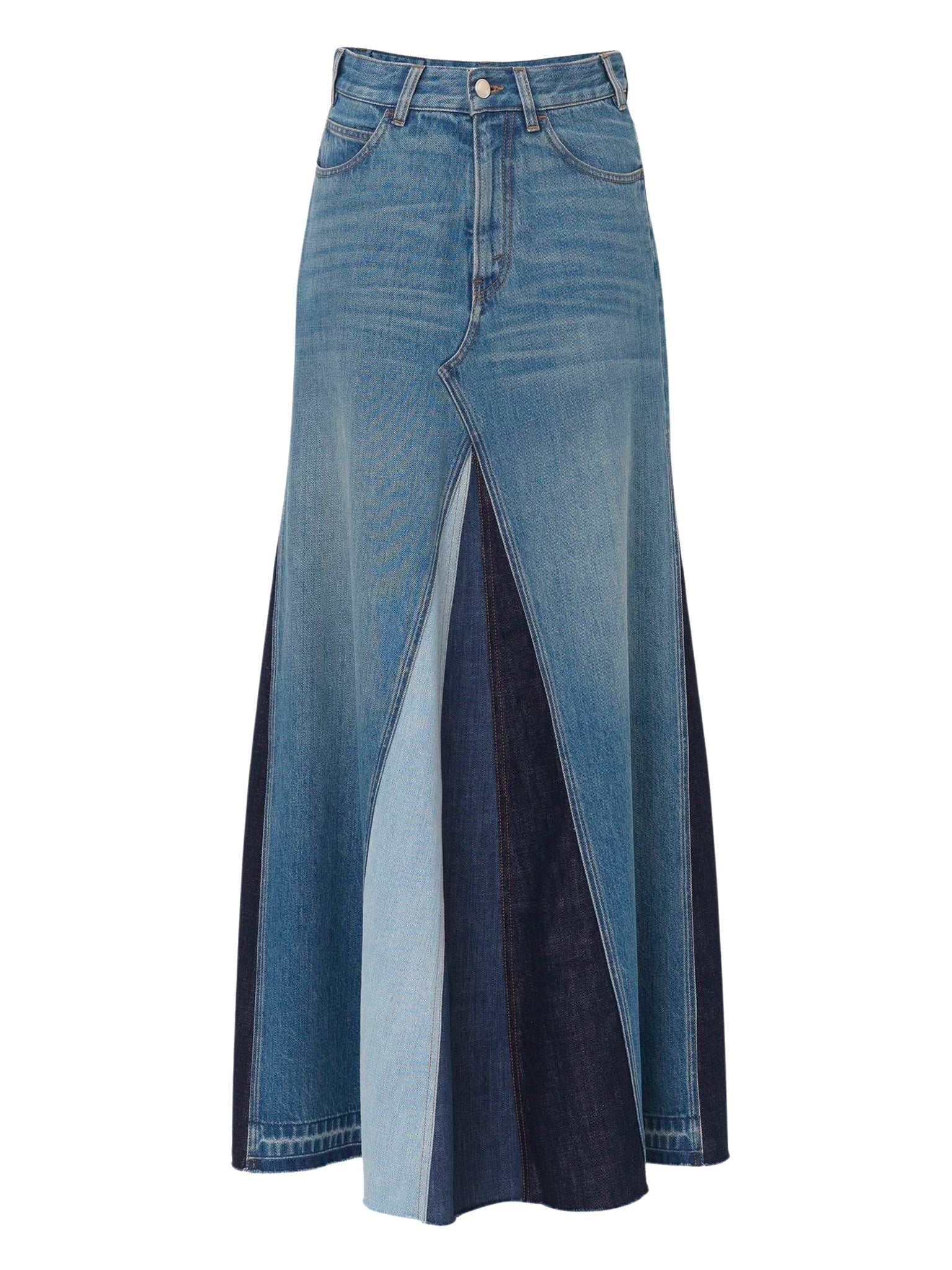 Jupe longue évasée denim biologique - Multicolor Blue