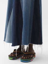 Jupe longue évasée denim biologique - Multicolor Blue
