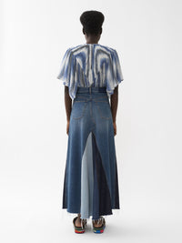 Jupe longue évasée denim biologique - Multicolor Blue