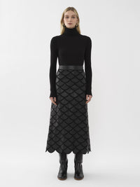 Jupe évasée en cuir - Noir