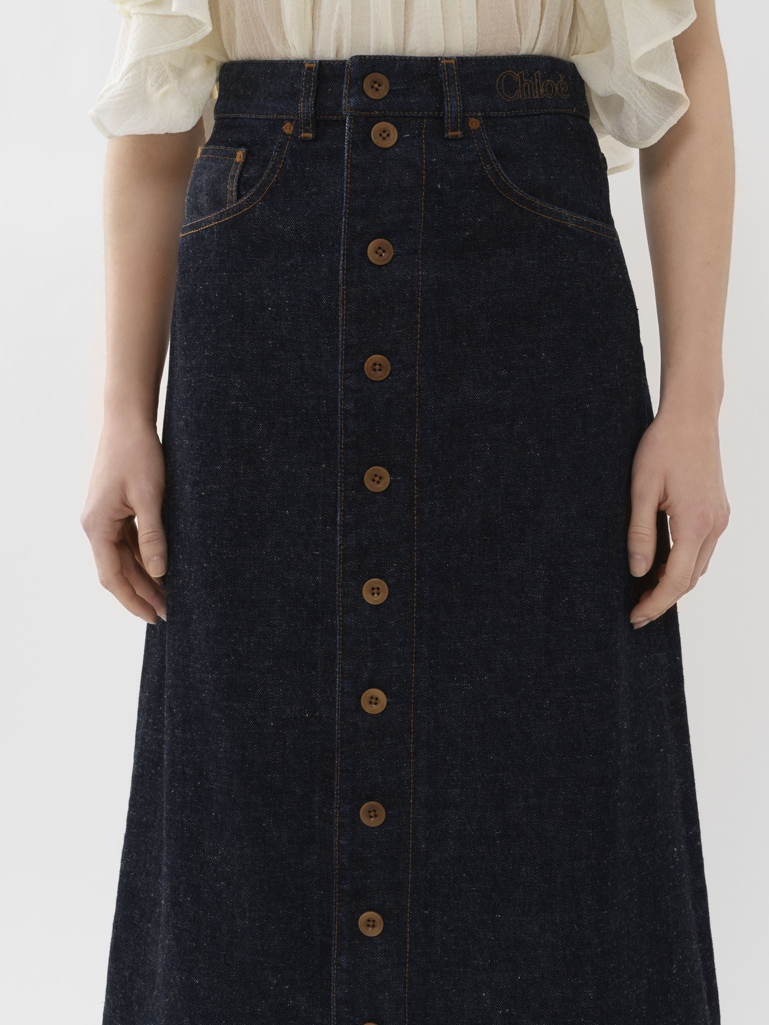 Jupe midi trapèze Agung - Iconic Navy