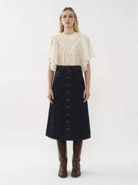 Jupe midi trapèze Agung - Iconic Navy