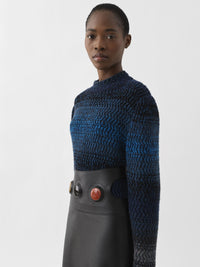 Jupe midi évasée en cuir - Black