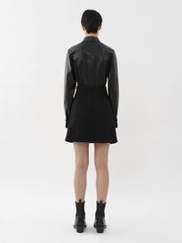 Mini jupe trapèze en laine - Black