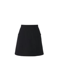 Mini jupe trapèze en laine - Black