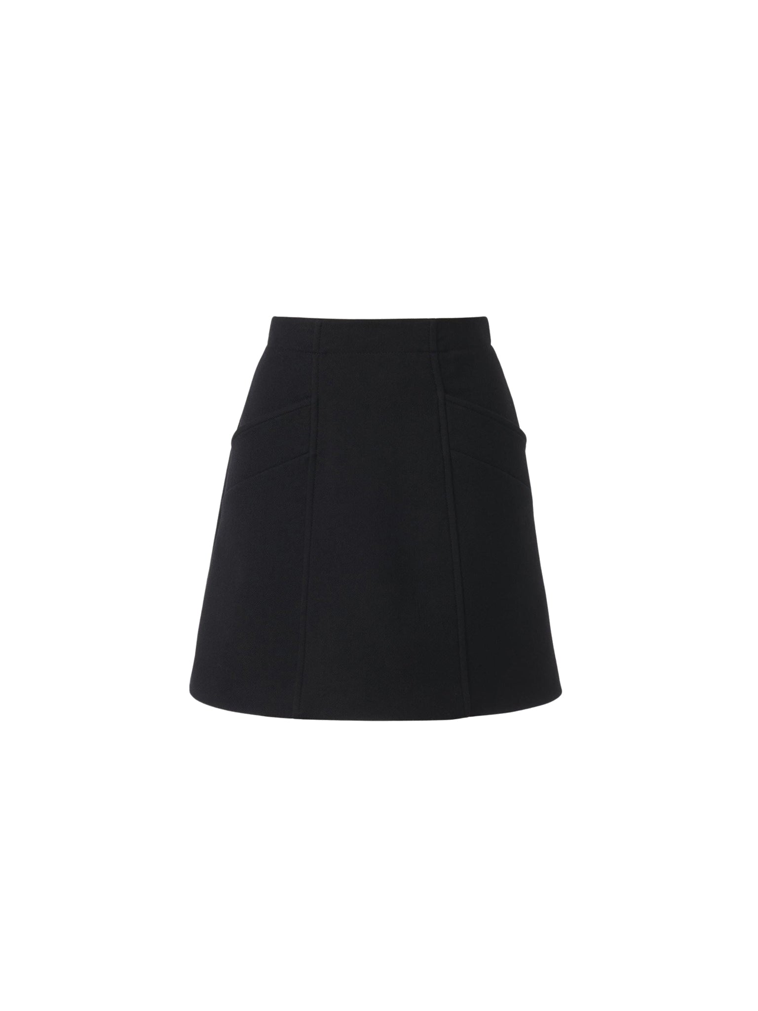 Mini jupe trapèze en laine - Black