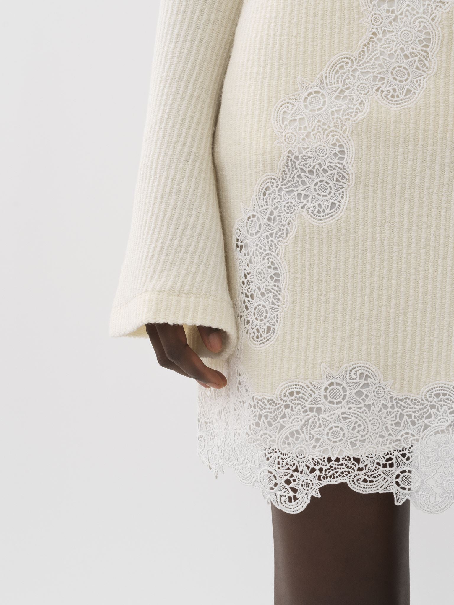 Mini jupe évasée en laine - Éden Blanc