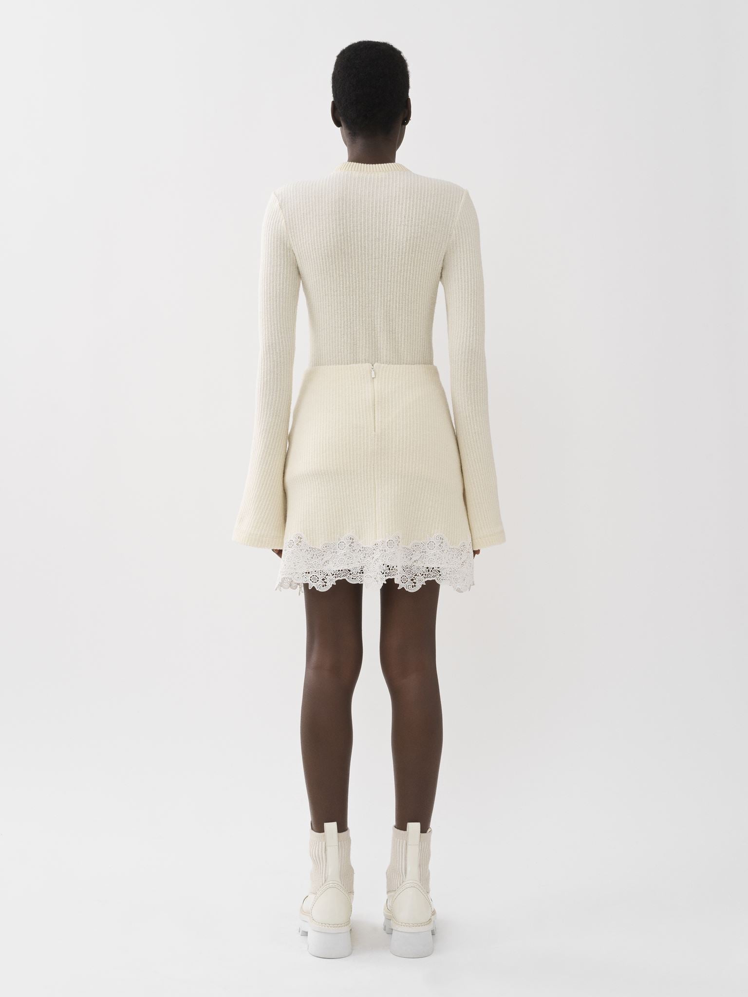 Mini jupe évasée en laine - Éden Blanc
