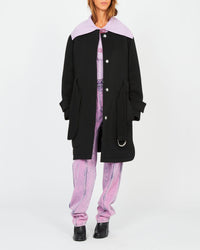 Pull façon polo col V - Mauve