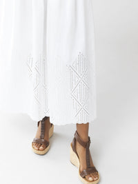 Jupe midi froncée à la taille - White