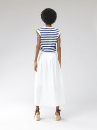 Jupe midi froncée à la taille - White