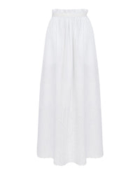 Jupe midi froncée à la taille - White