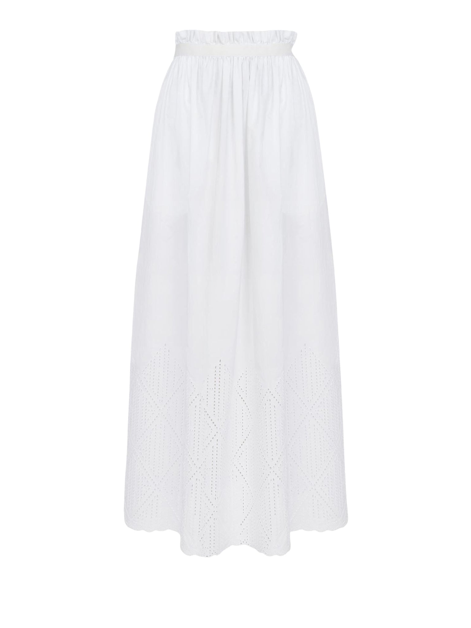 Jupe midi froncée à la taille - White