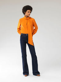 Blouse lavallière en soie - Écorce D'Orange