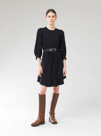 Robe manches trois-quarts en soie - Noir