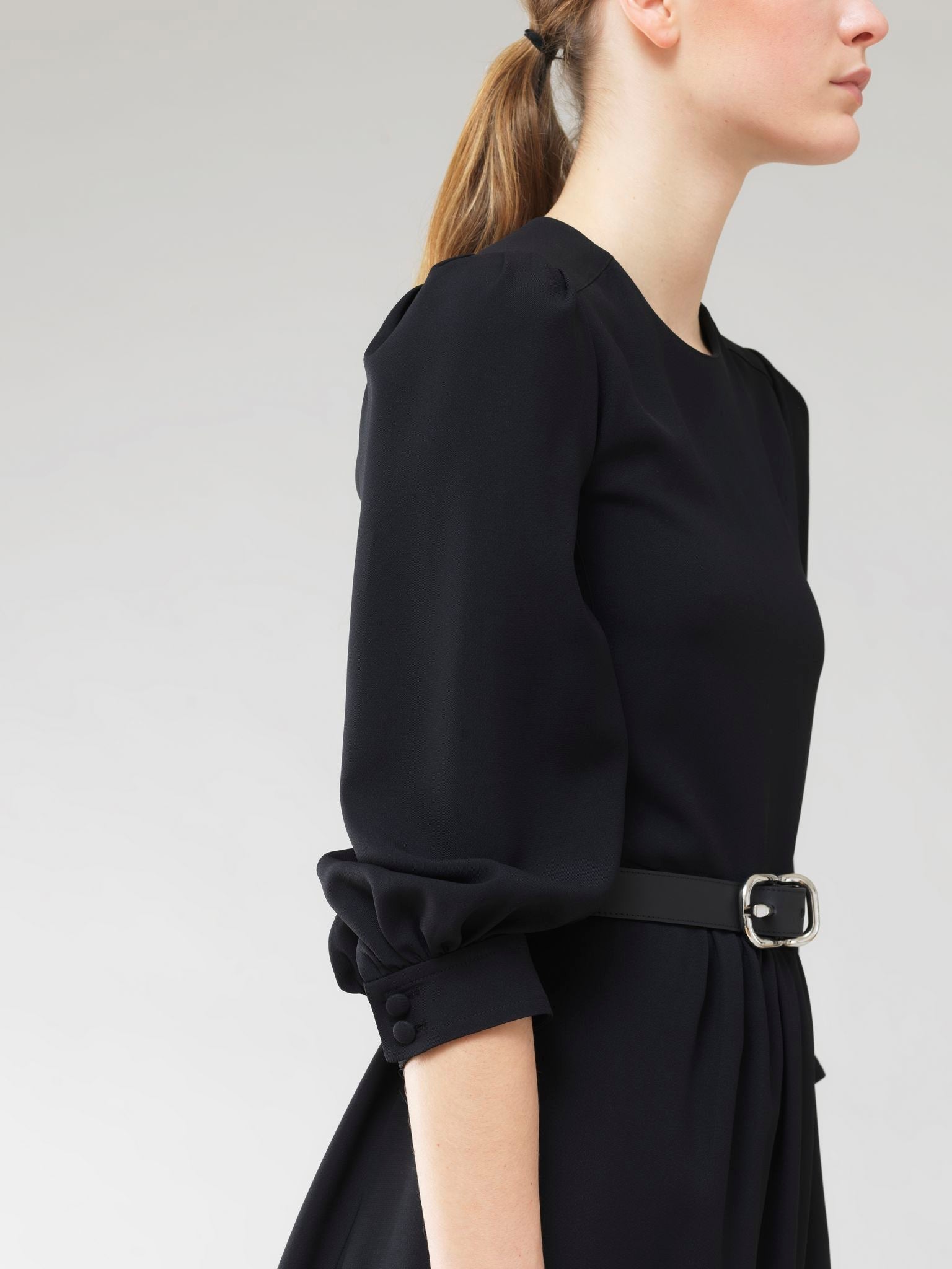 Robe manches trois-quarts en soie - Noir