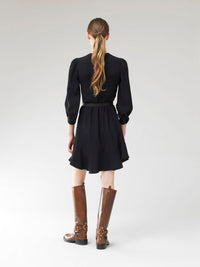 Robe manches trois-quarts en soie - Noir